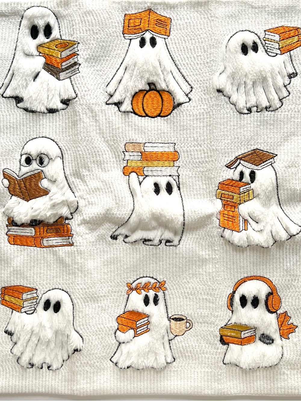 Set of 2 Bookish Ghost Pillow Covers 18x18 Halloween Decor
